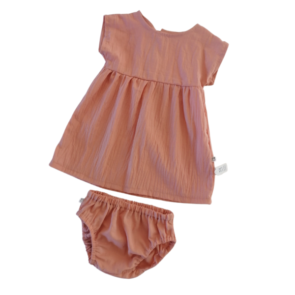 Muslin Dress and Pantaloon Set Dusty Pink