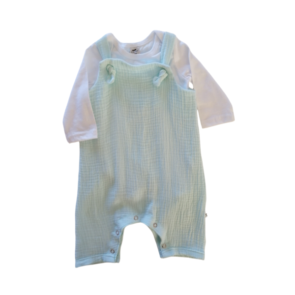 Muslin Romper and Vest Light Blue