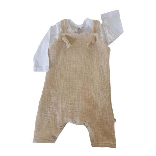 Muslin Romper with Onesie Oatmeal