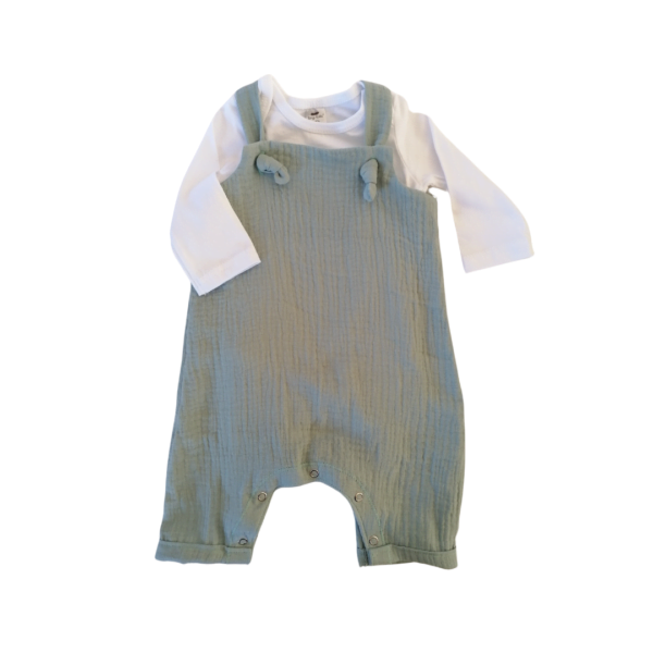 Muslin Rompers and Vest Light Moss Green