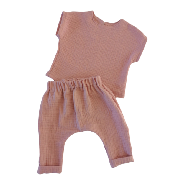 Muslin Top and Pants Set Dusty Pink