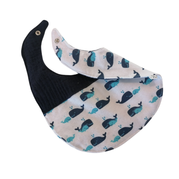 Reversible Bibs Navy/White and whales