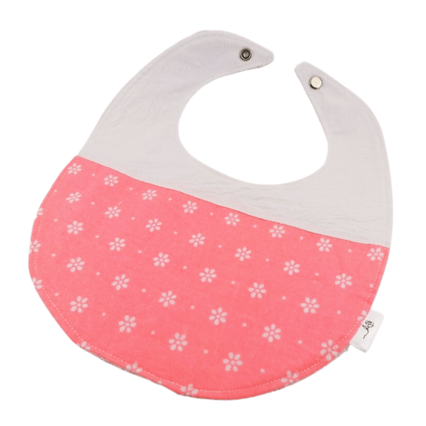 Two Tone Bibs White/Pink with white flowers