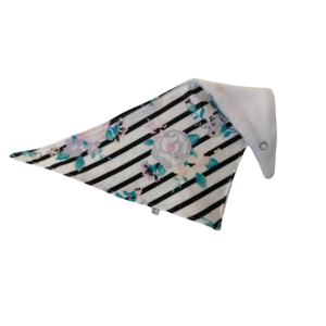 Bandana Bib - Flowers on Stripes